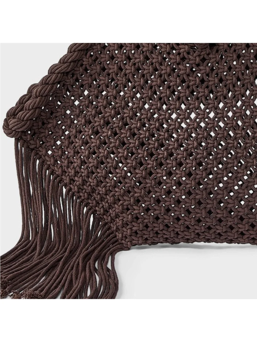 Hand Crafted Cotton Macrame Fringe Tote Bag - Universal Thread™ Brown new